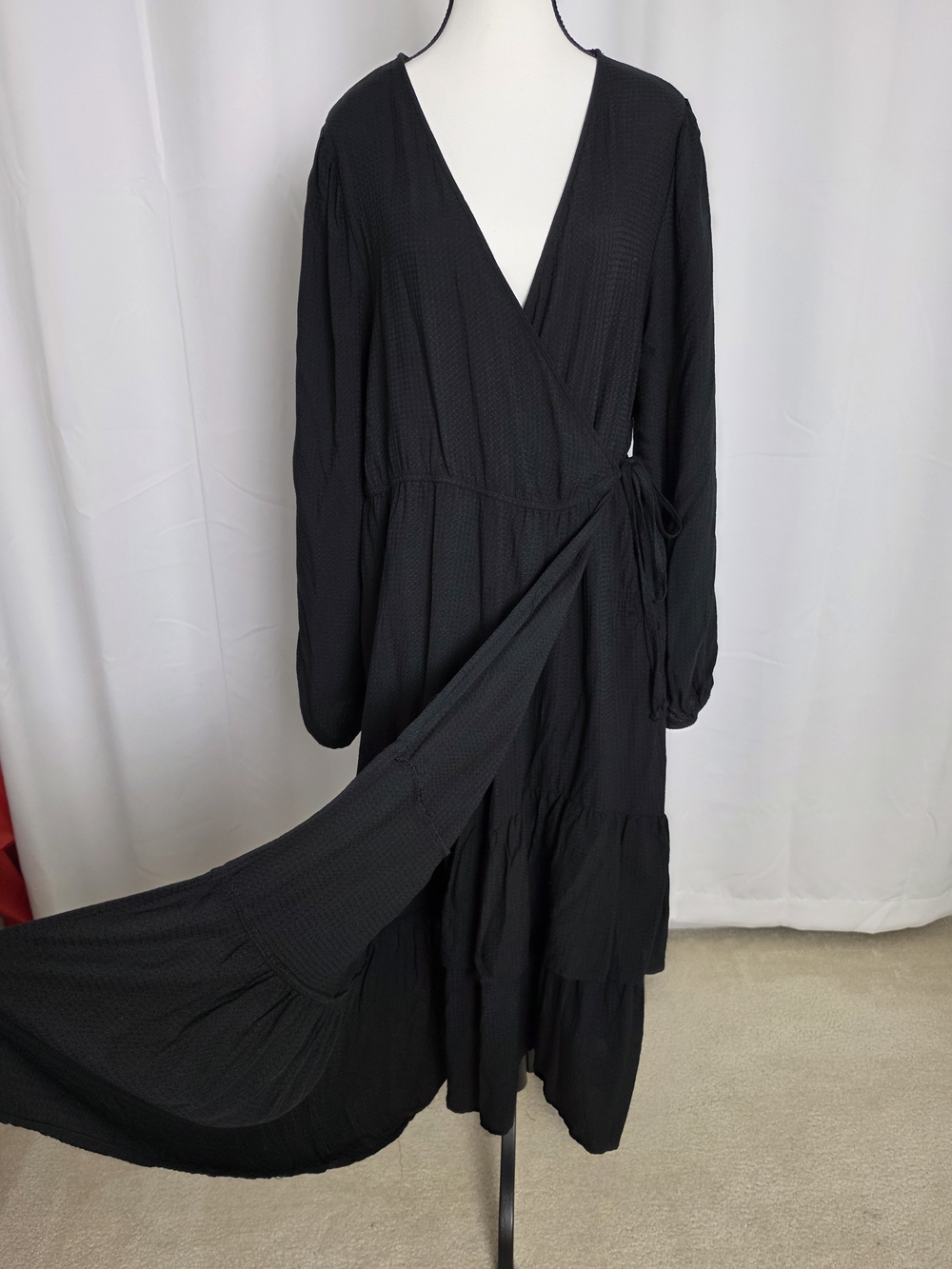 Knox Rose Black Wrap Maxi Dress with Tie Waist
